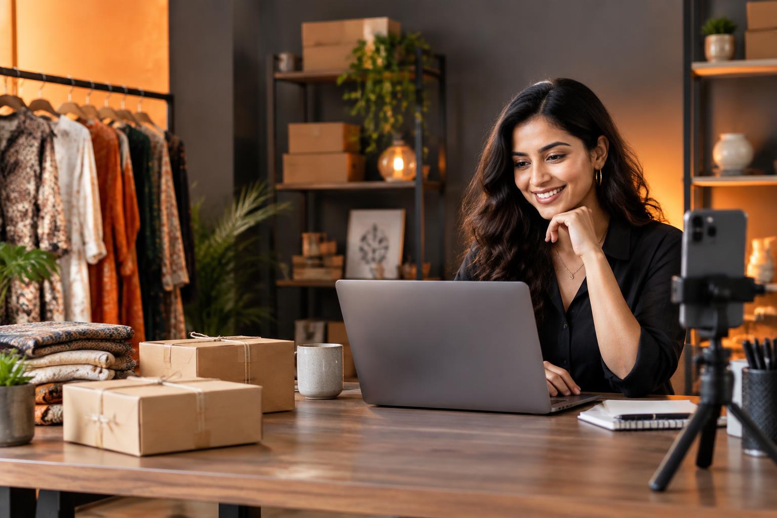 Business owner creating a targeted social media campaign